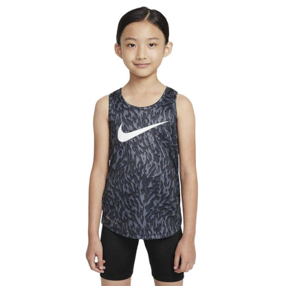Black - Side - Nike Childrens-Kids Veneer Animal Print Top & Shorts Set