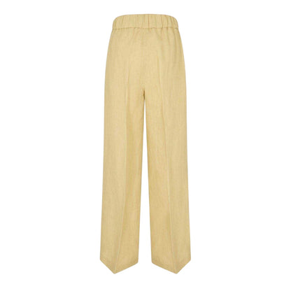 Beige-Blue - Back - Off White Womens-Ladies Knitted Wide Leg Trousers