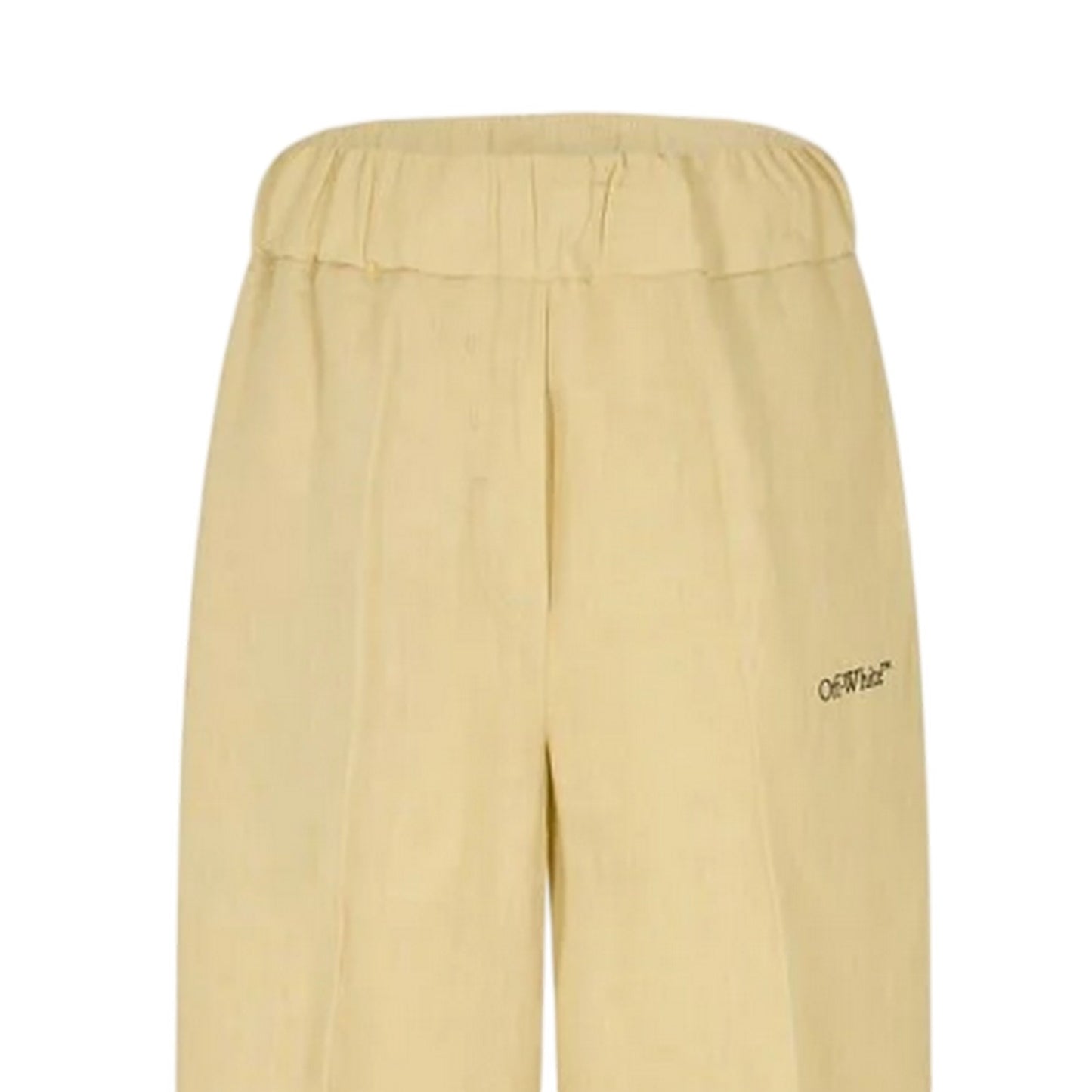 Beige-Blue - Side - Off White Womens-Ladies Knitted Wide Leg Trousers