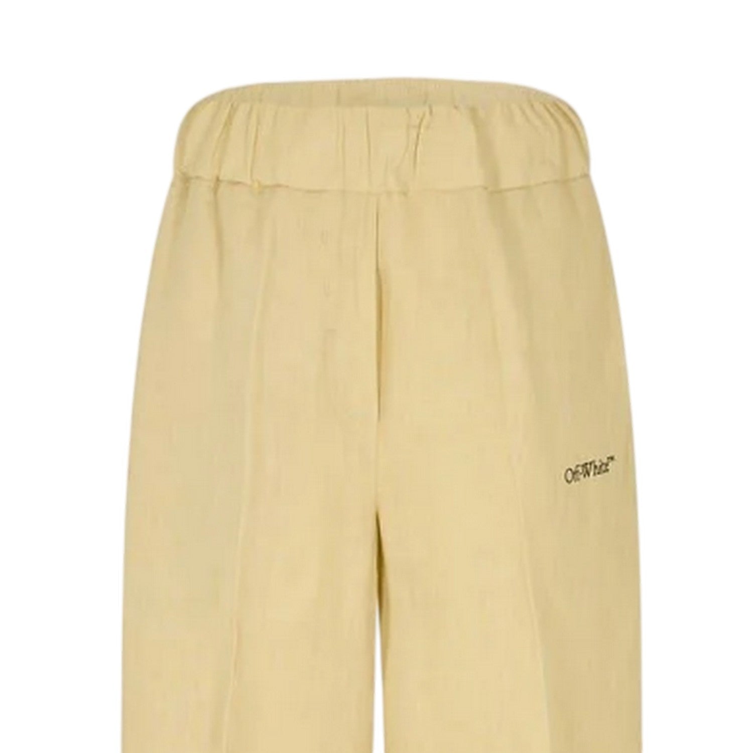 Beige-Blue - Side - Off White Womens-Ladies Knitted Wide Leg Trousers