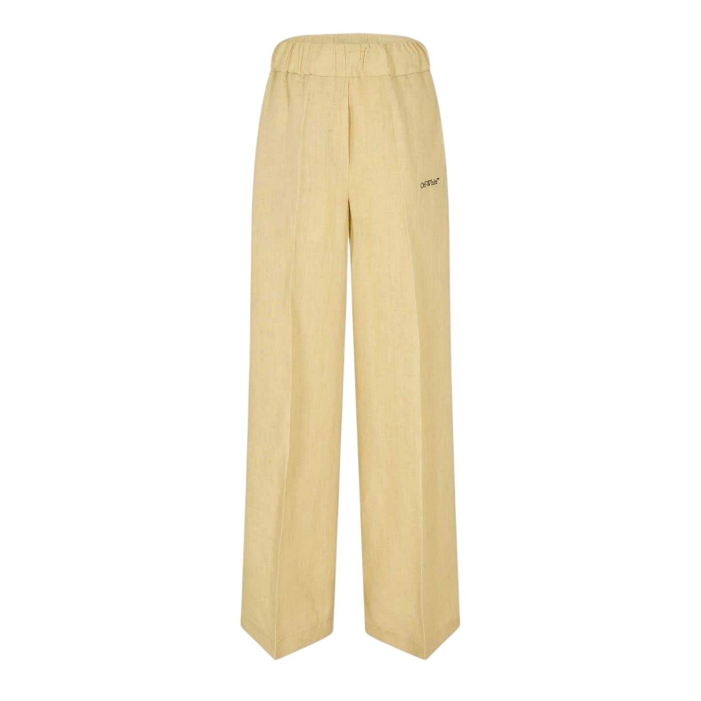 Beige-Blue - Front - Off White Womens-Ladies Knitted Wide Leg Trousers