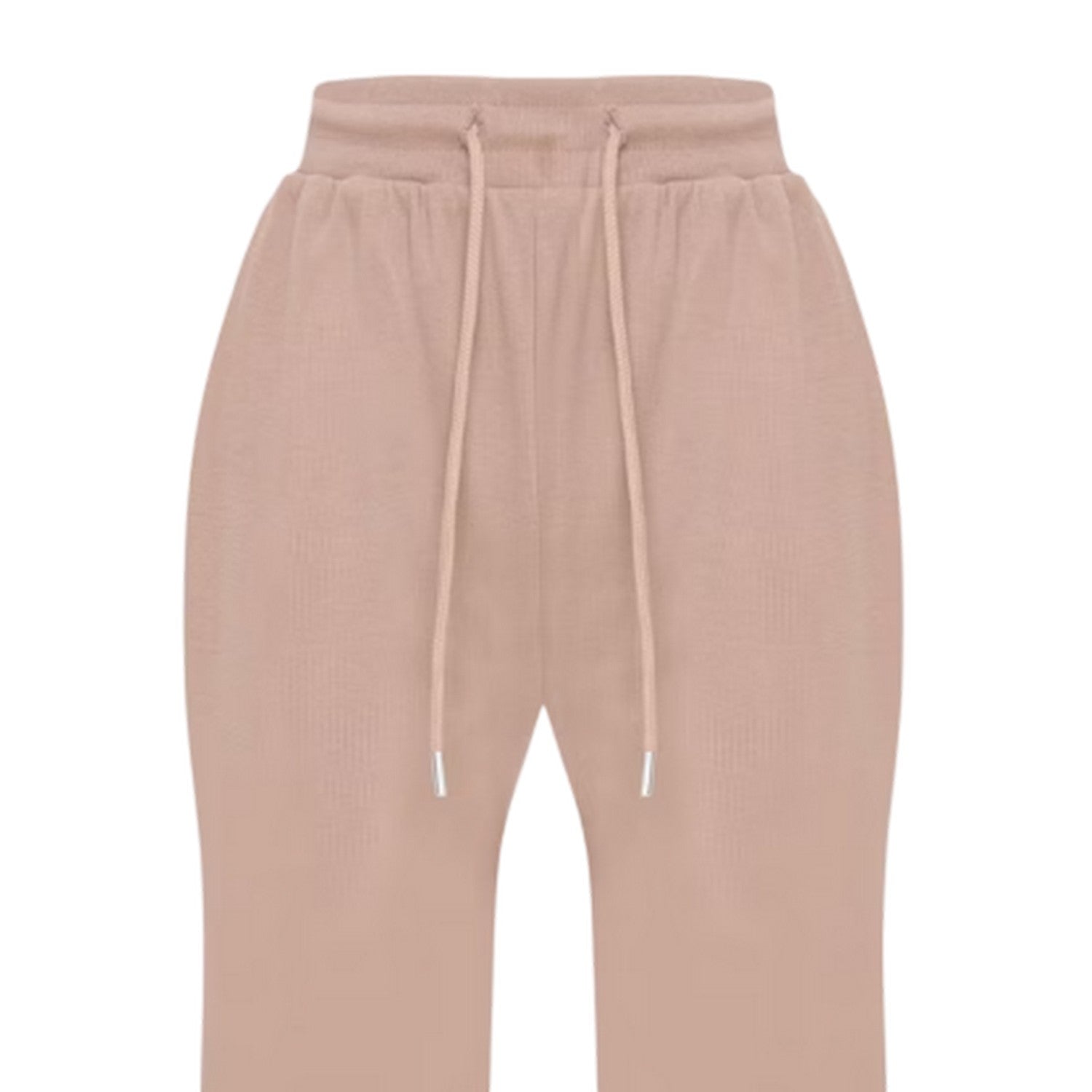 Mocha - Side - I Saw It First Womens-Ladies Ribbed Wide Leg Sweatpants