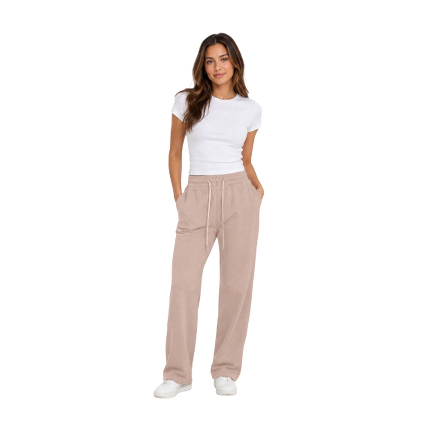 Mocha - Lifestyle - I Saw It First Womens-Ladies Ribbed Wide Leg Sweatpants