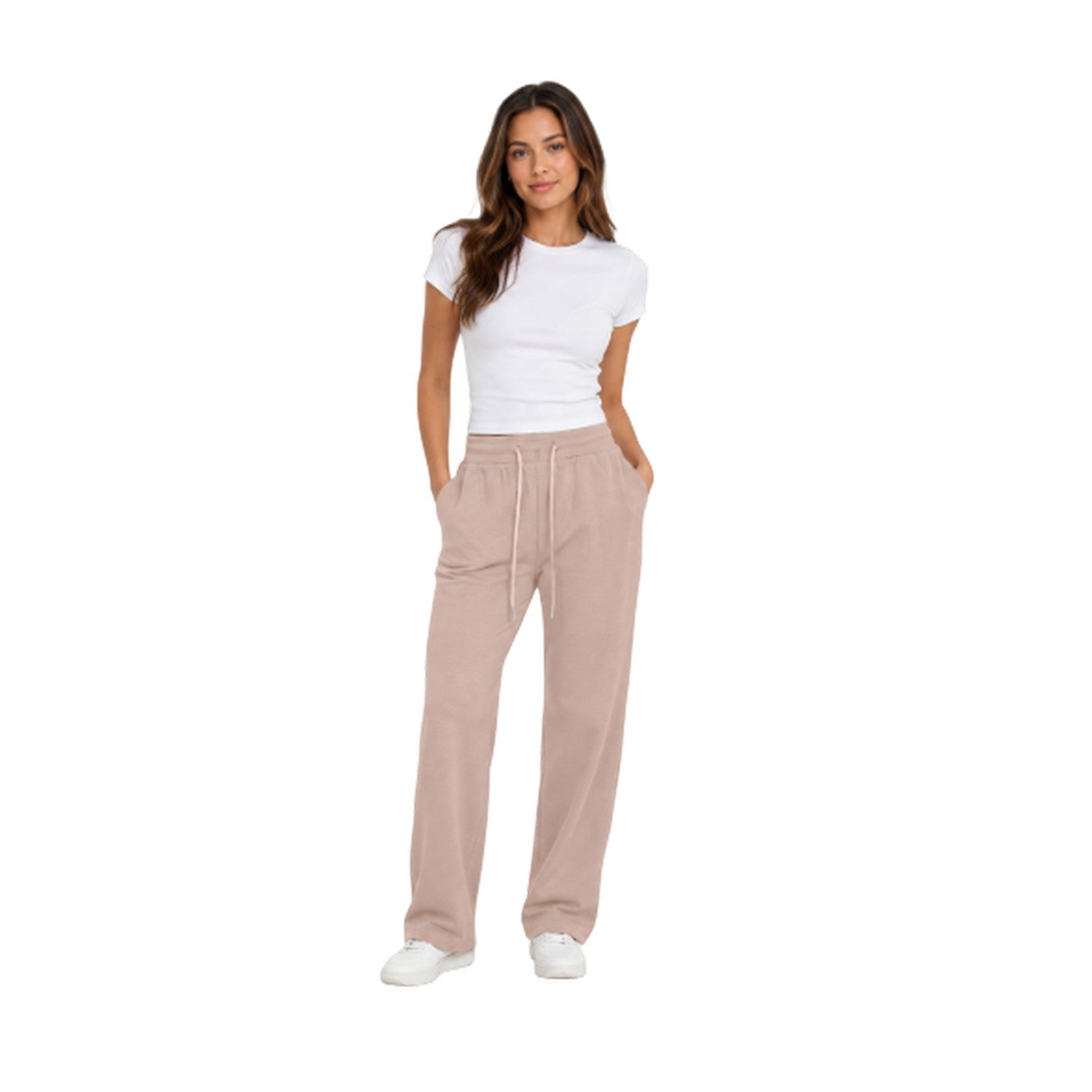 Mocha - Lifestyle - I Saw It First Womens-Ladies Ribbed Wide Leg Sweatpants