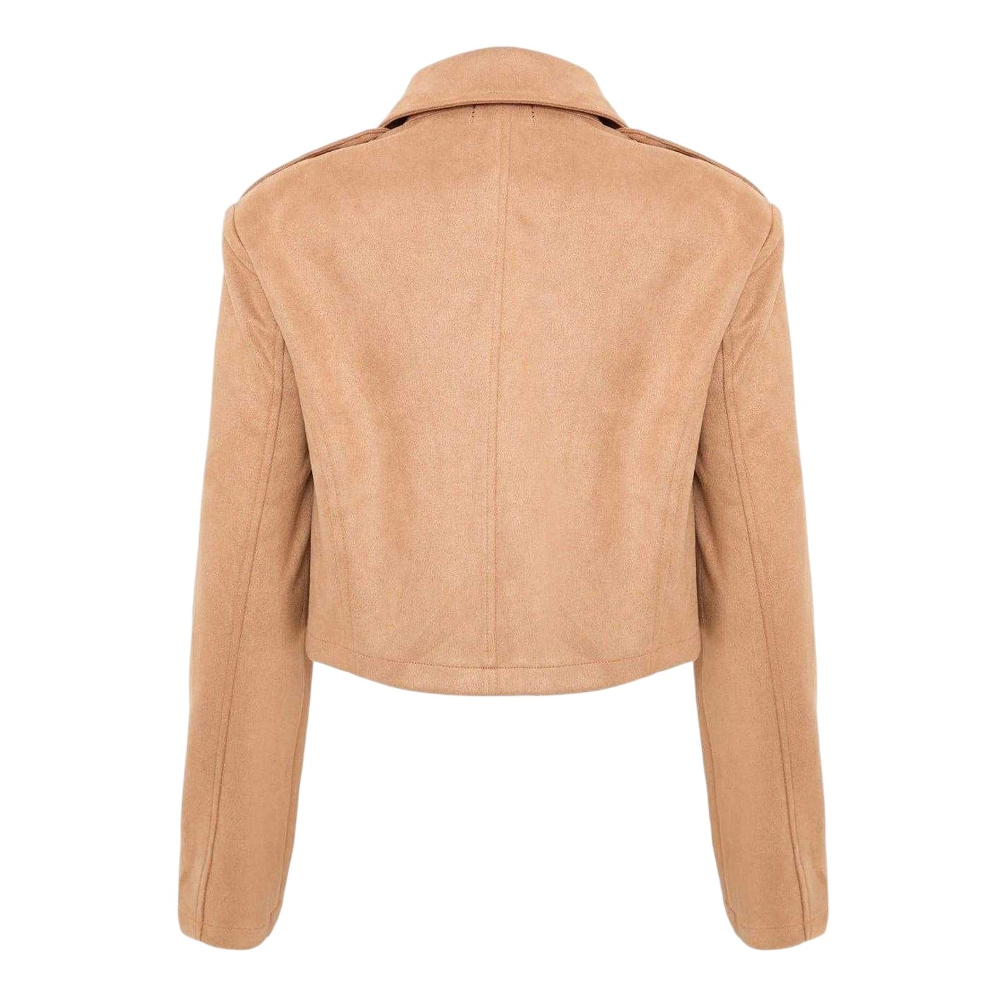 Tan - Back - I Saw It First Womens-Ladies Biker Jacket