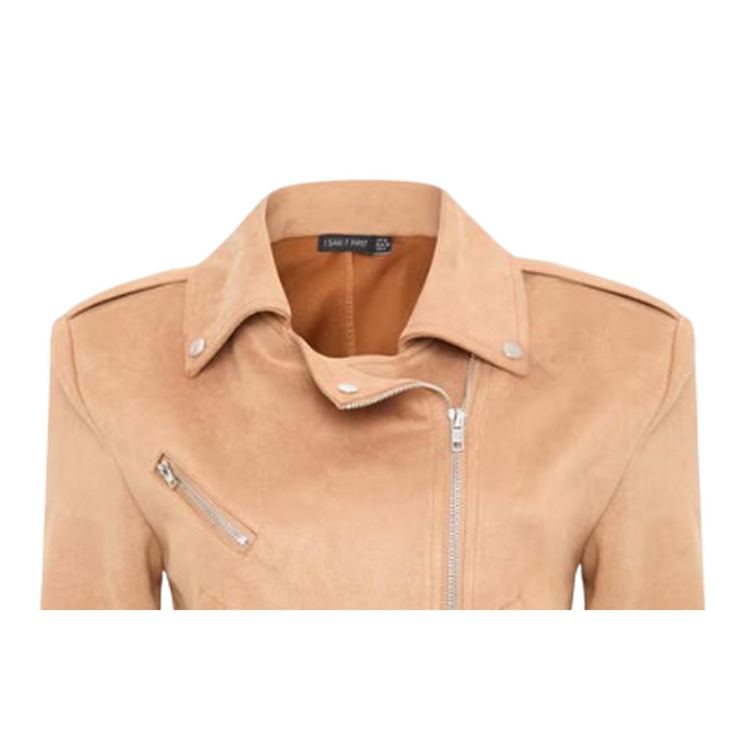 Tan - Side - I Saw It First Womens-Ladies Biker Jacket