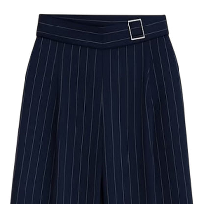 Navy - Side - I Saw It First Womens-Ladies Pinstripe Wide Leg Trousers