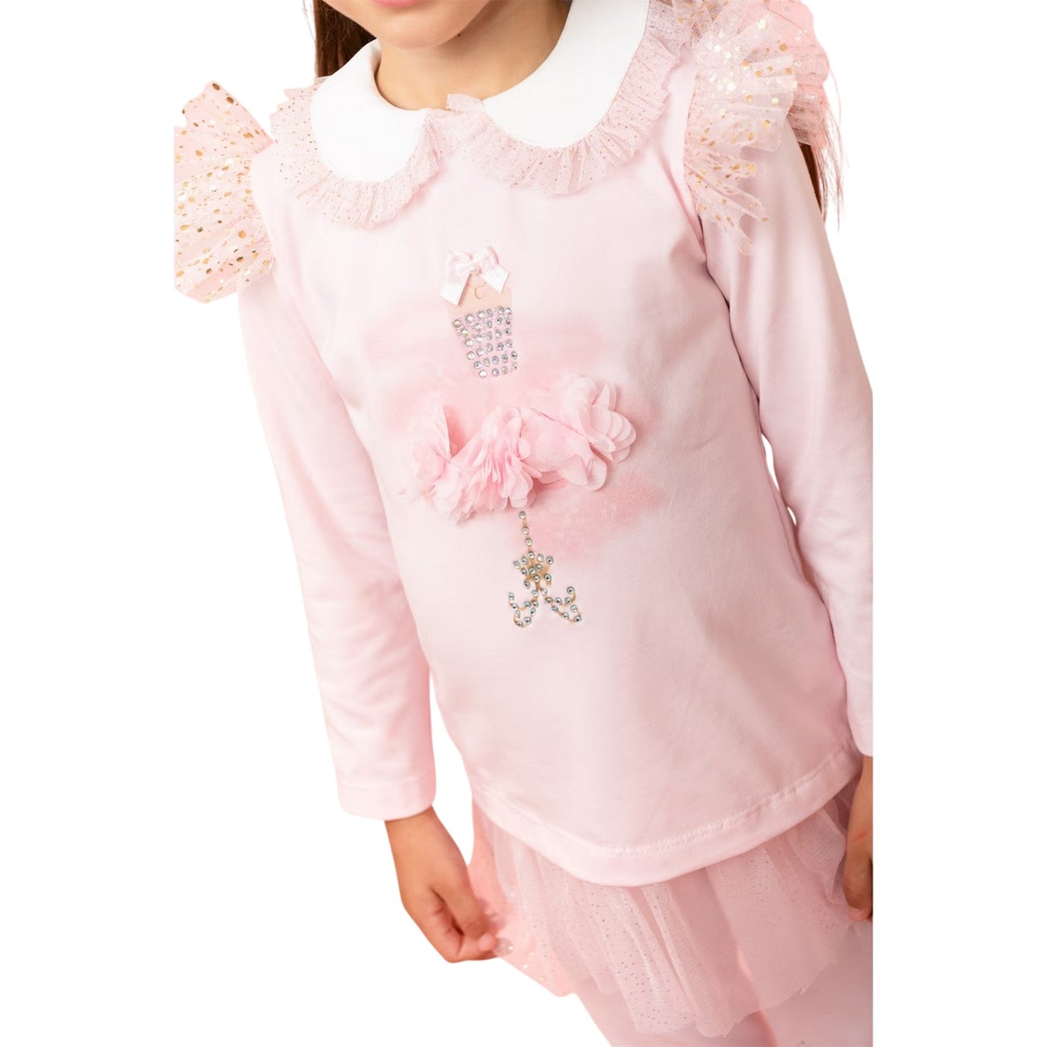 Pink - Back - Caramelo Kids Girls Top And Leggings Set
