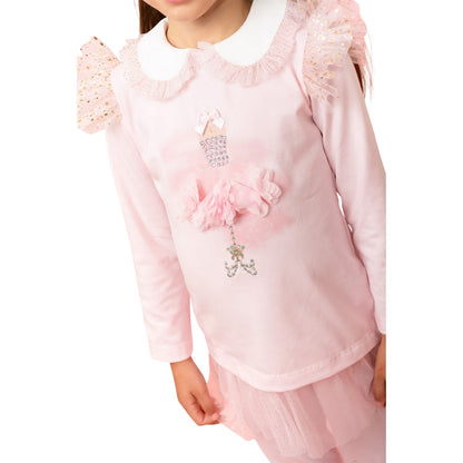 Pink - Back - Caramelo Kids Girls Top And Leggings Set