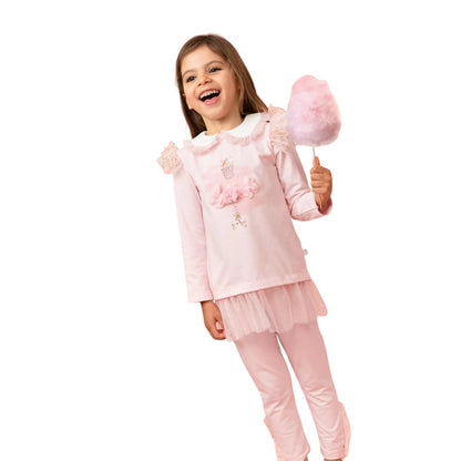 Pink - Side - Caramelo Kids Girls Top And Leggings Set