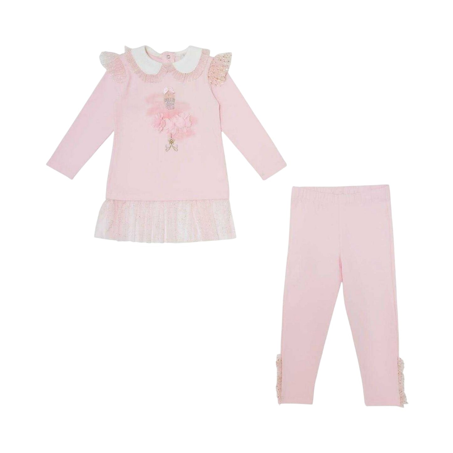 Pink - Front - Caramelo Kids Girls Top And Leggings Set