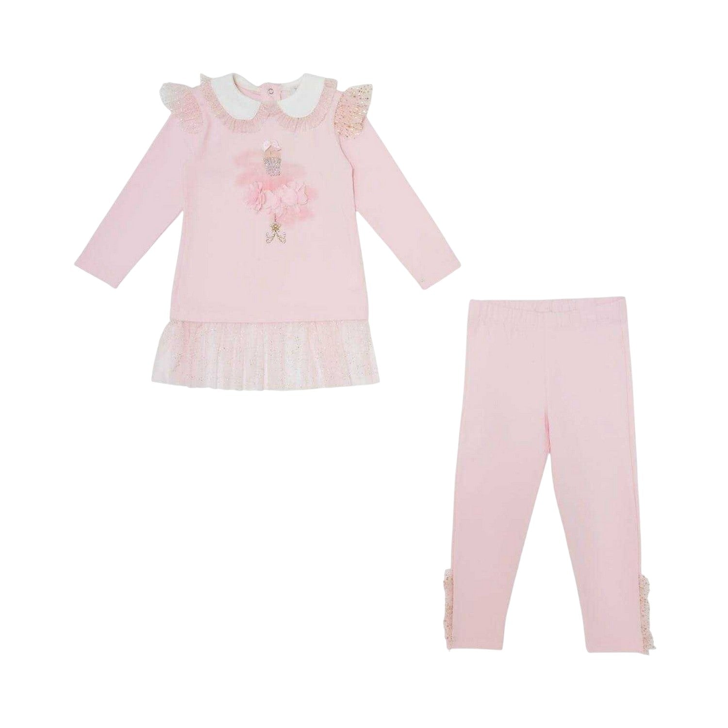 Pink - Front - Caramelo Kids Girls Top And Leggings Set