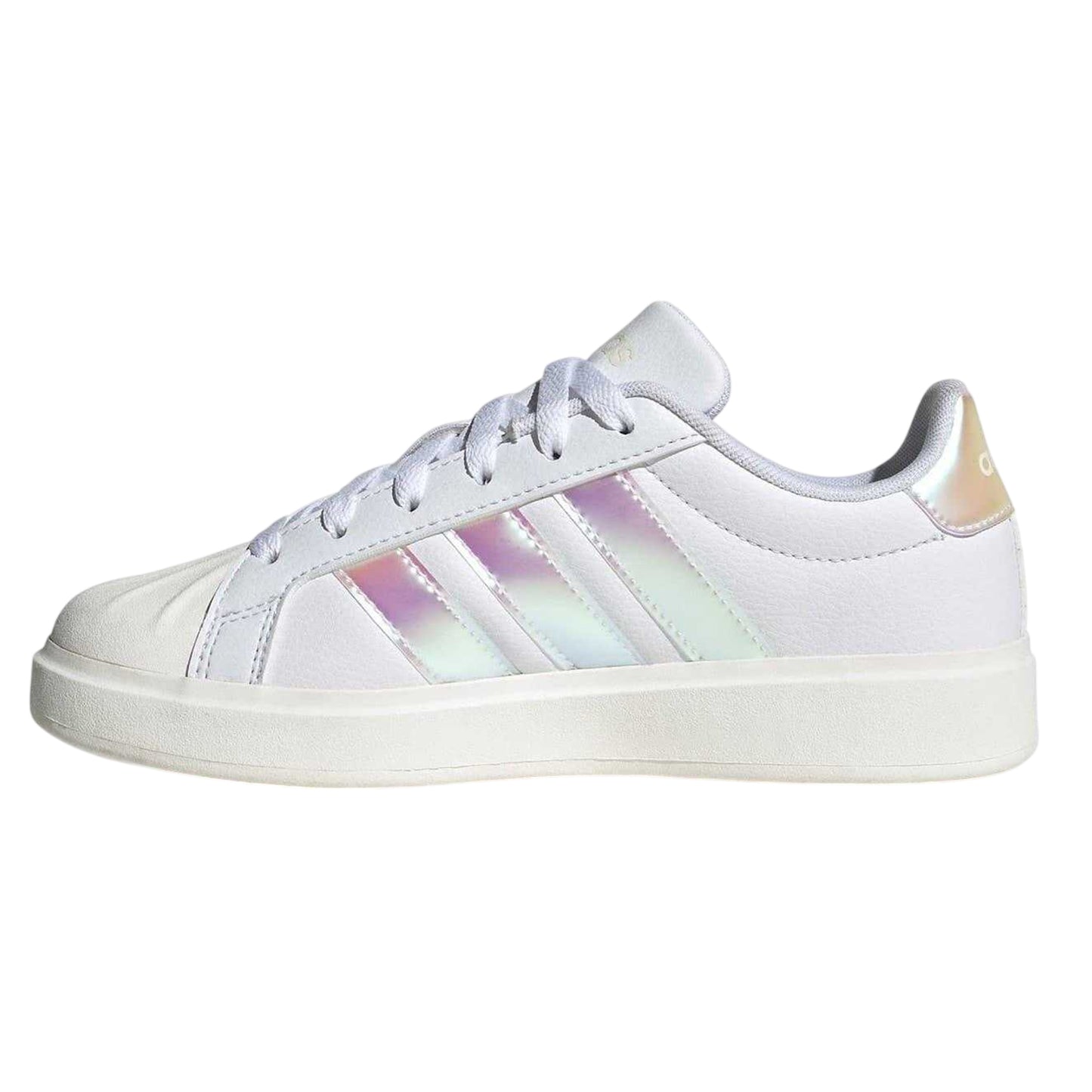 White - Side - Adidas Childrens-Kids Streetalk Iridescent Low Trainers