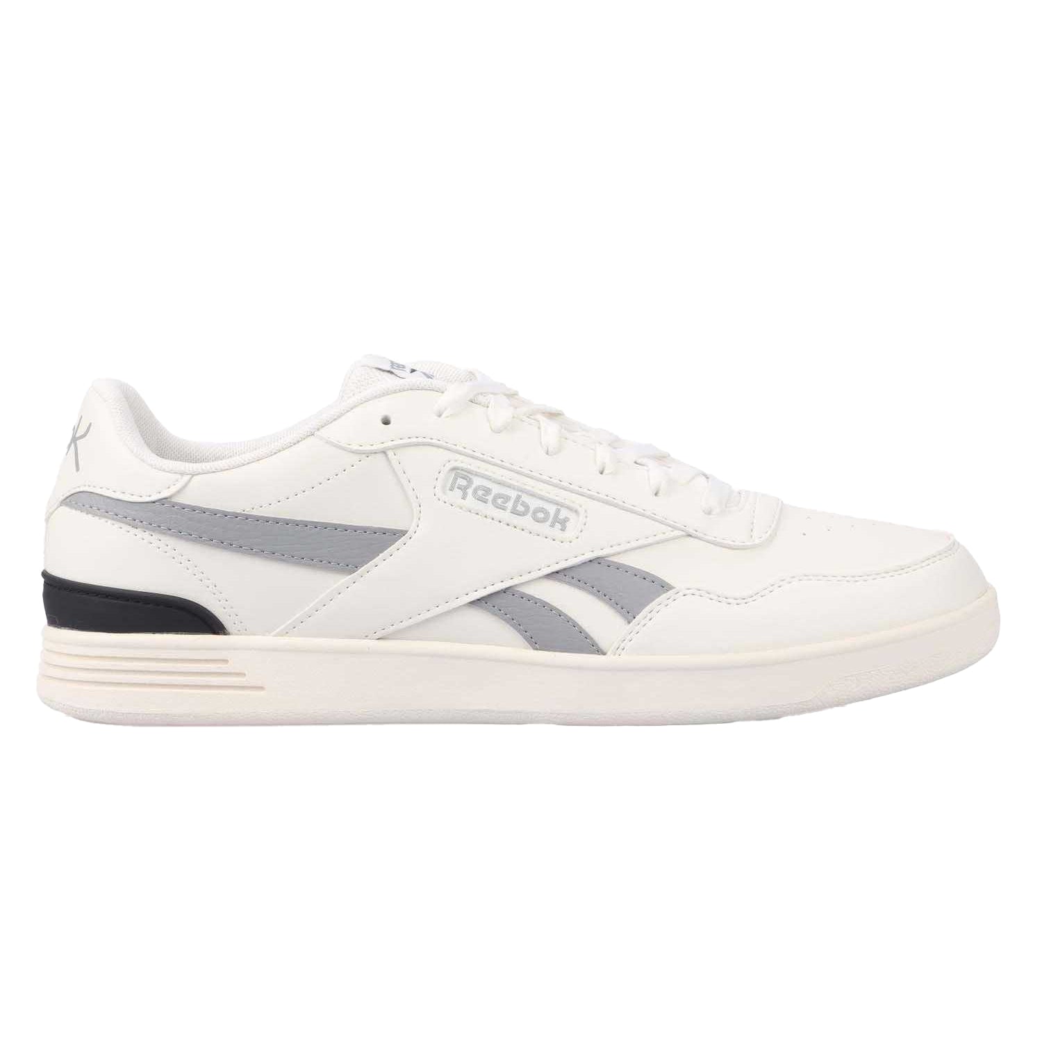 White-Grey - Side - Reebok Mens Advance Leather Court Trainers