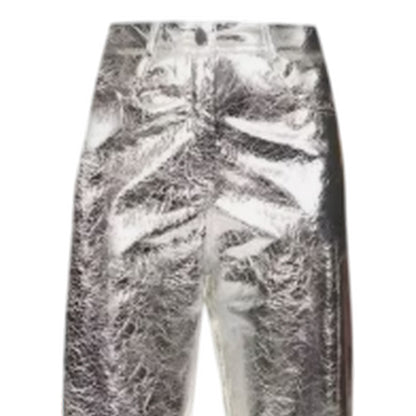 Silver - Back - AmyLynn Womens-Ladies Metallic Trousers