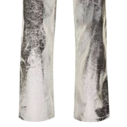 Silver - Side - AmyLynn Womens-Ladies Metallic Trousers