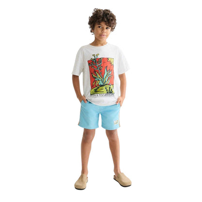 Blue - Side - Scotch Boys Side Stripe Swim Shorts