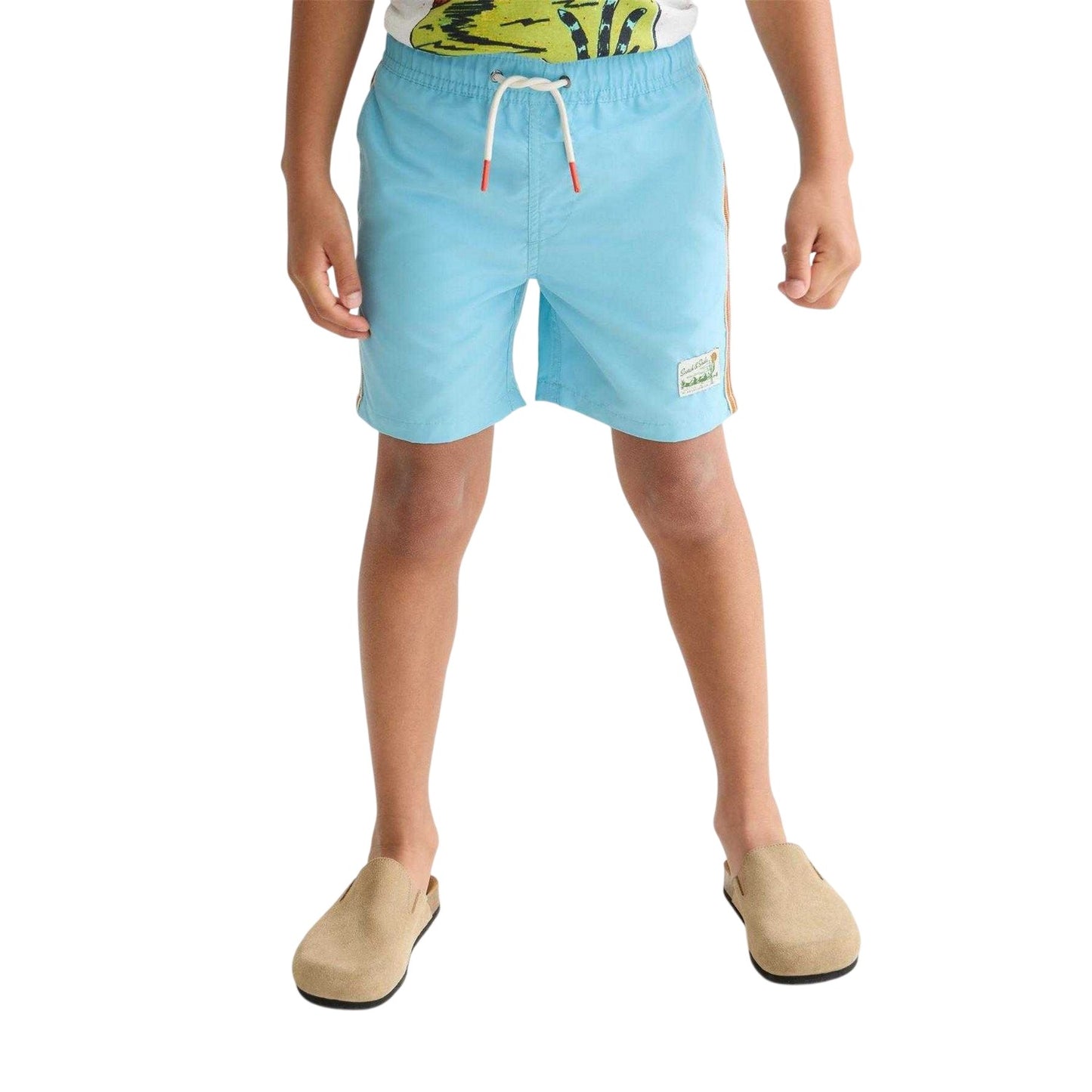 Blue - Front - Scotch Boys Side Stripe Swim Shorts