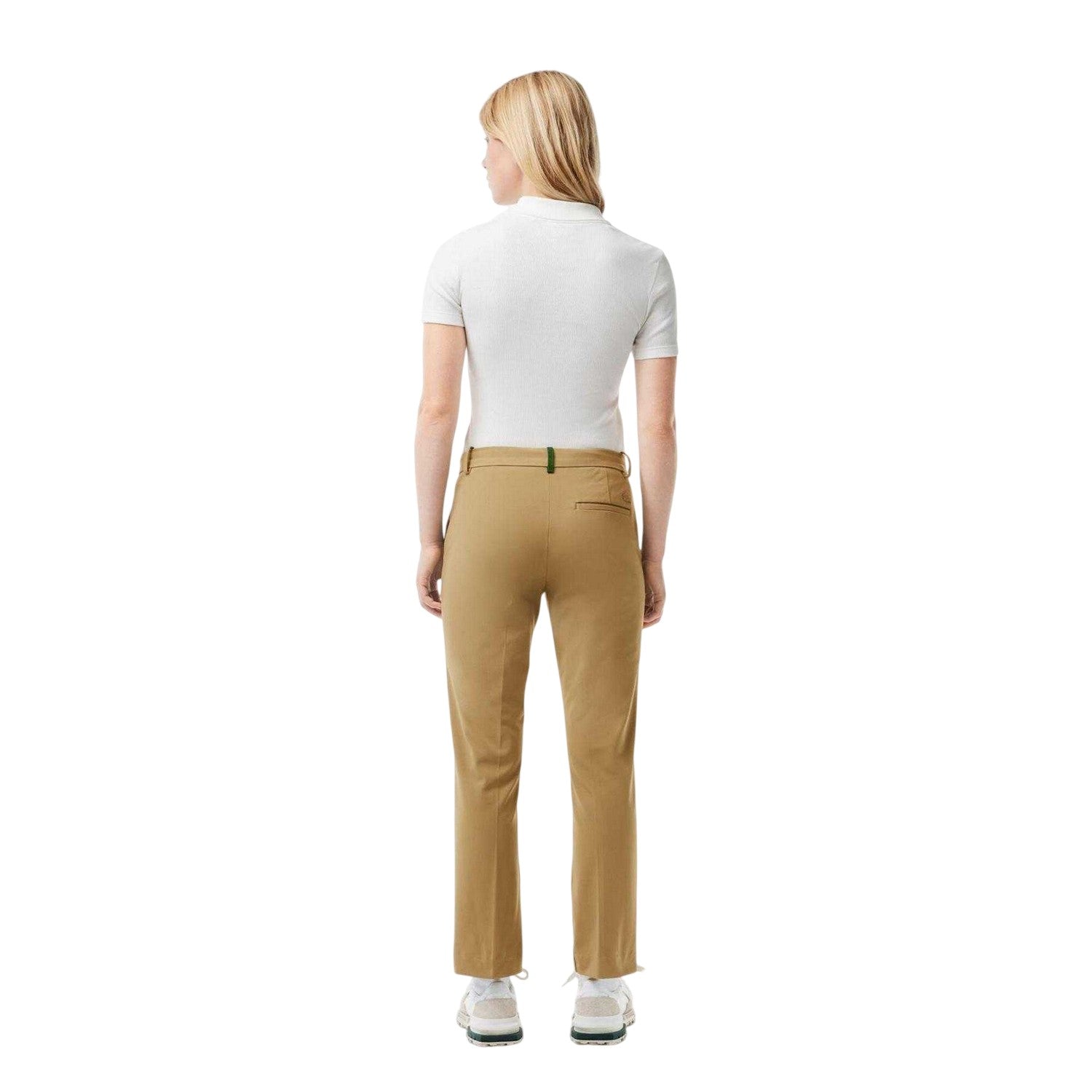 Beige - Back - Lacoste Womens-Ladies Straight Leg Trousers