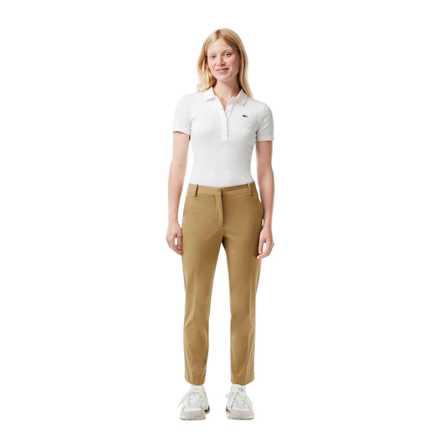 Beige - Pack Shot - Lacoste Womens-Ladies Straight Leg Trousers