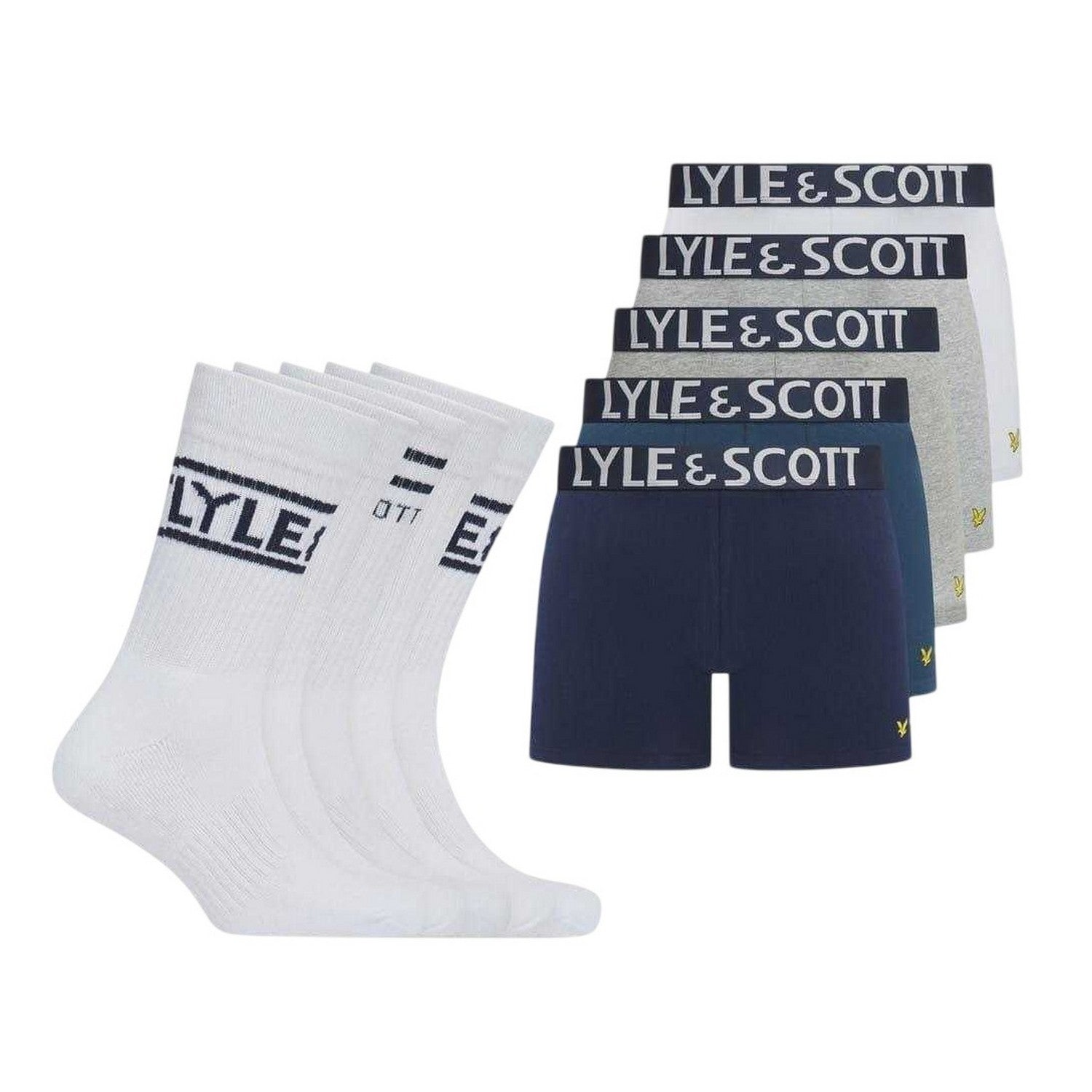 Floral-Blue - Front - Lyle & Scott Mens Tweed Gift Set (Pack of 10)