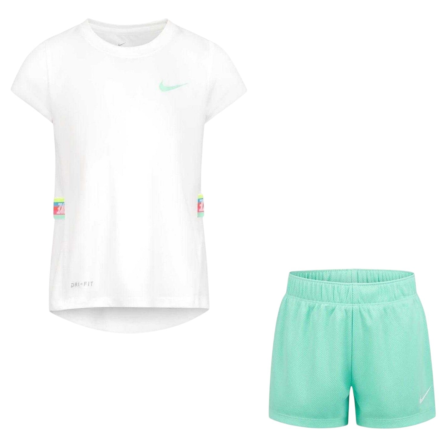 Green Glow - Front - Nike Childrens-Kids Logo T-Shirt & Shorts Set