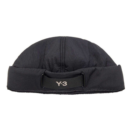 Black - Front - Y-3 Womens-Ladies Webbing Padded Beanie