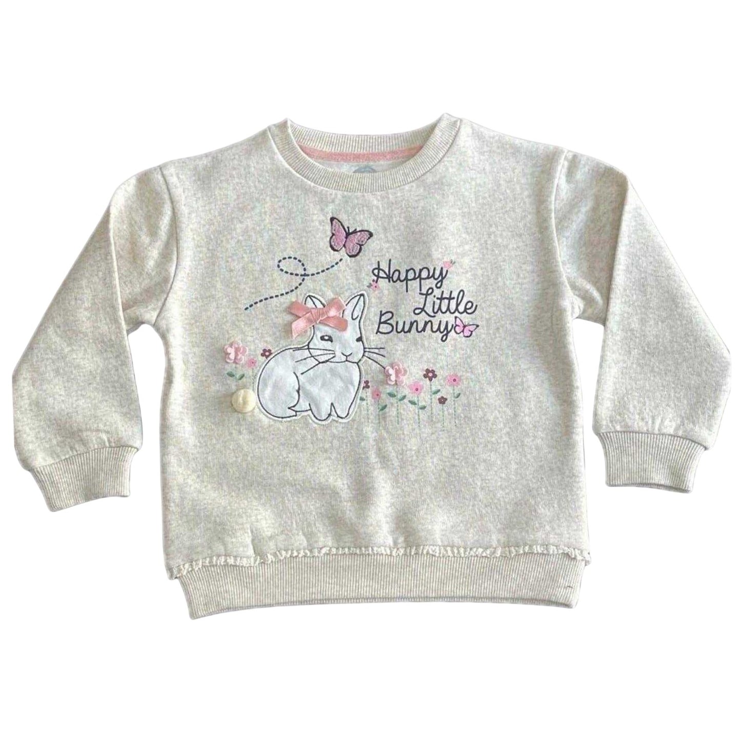 Cream-Burgundy - Back - Hello World Girls Bunny Top & Bottom Set