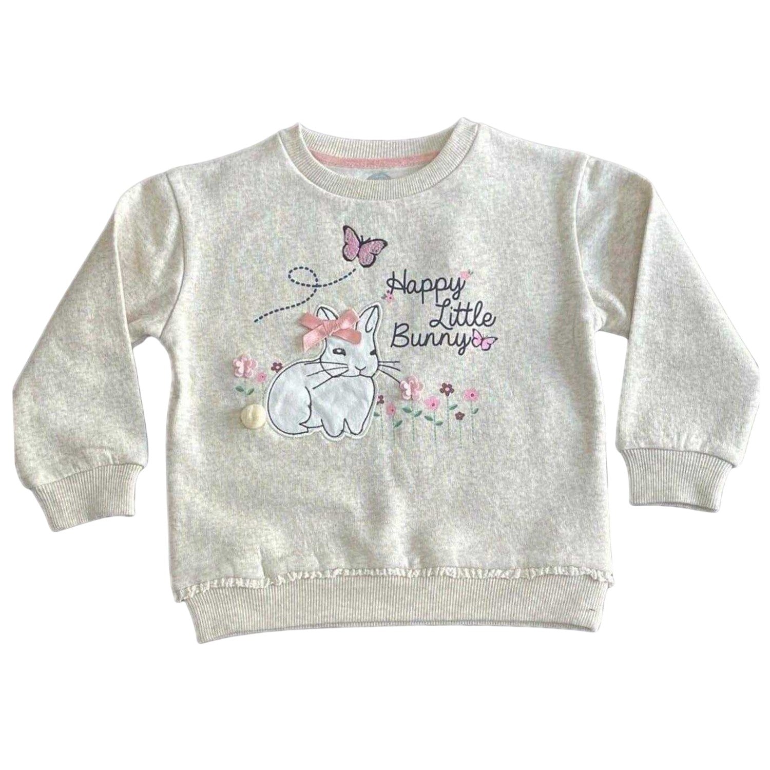 Cream-Burgundy - Back - Hello World Girls Bunny Top & Bottom Set