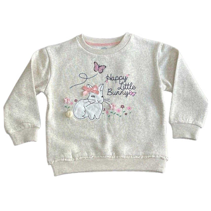 Cream-Burgundy - Back - Hello World Girls Bunny Top & Bottom Set
