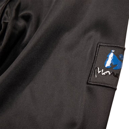 Black - Side - Money Mens Embroidered Logo Satin Bomber Jacket