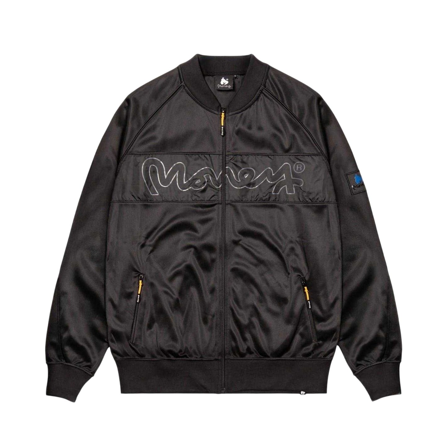 Black - Front - Money Mens Embroidered Logo Satin Bomber Jacket