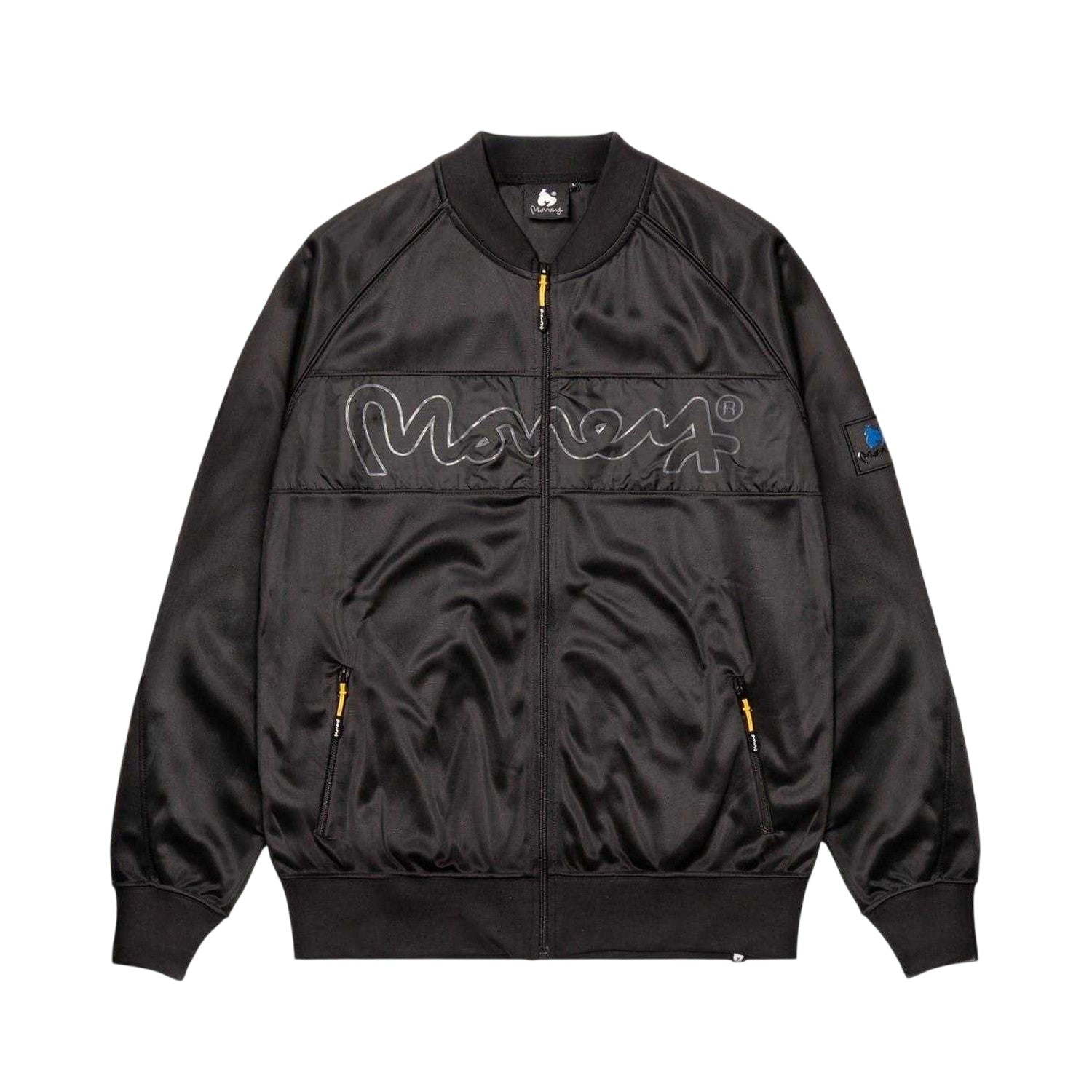 Black - Front - Money Mens Embroidered Logo Satin Bomber Jacket