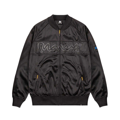 Black - Front - Money Mens Embroidered Logo Satin Bomber Jacket