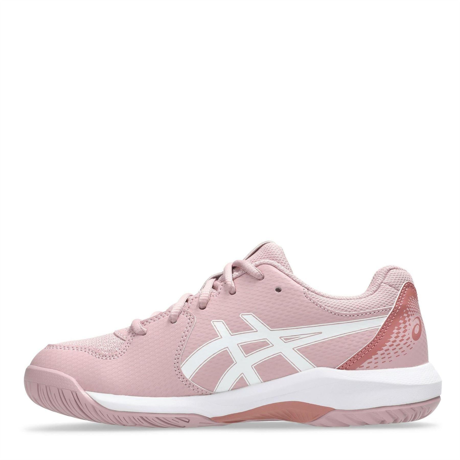 Pink - Close up - Asics Childrens-Kids Dedicate 8 Tennis Shoes