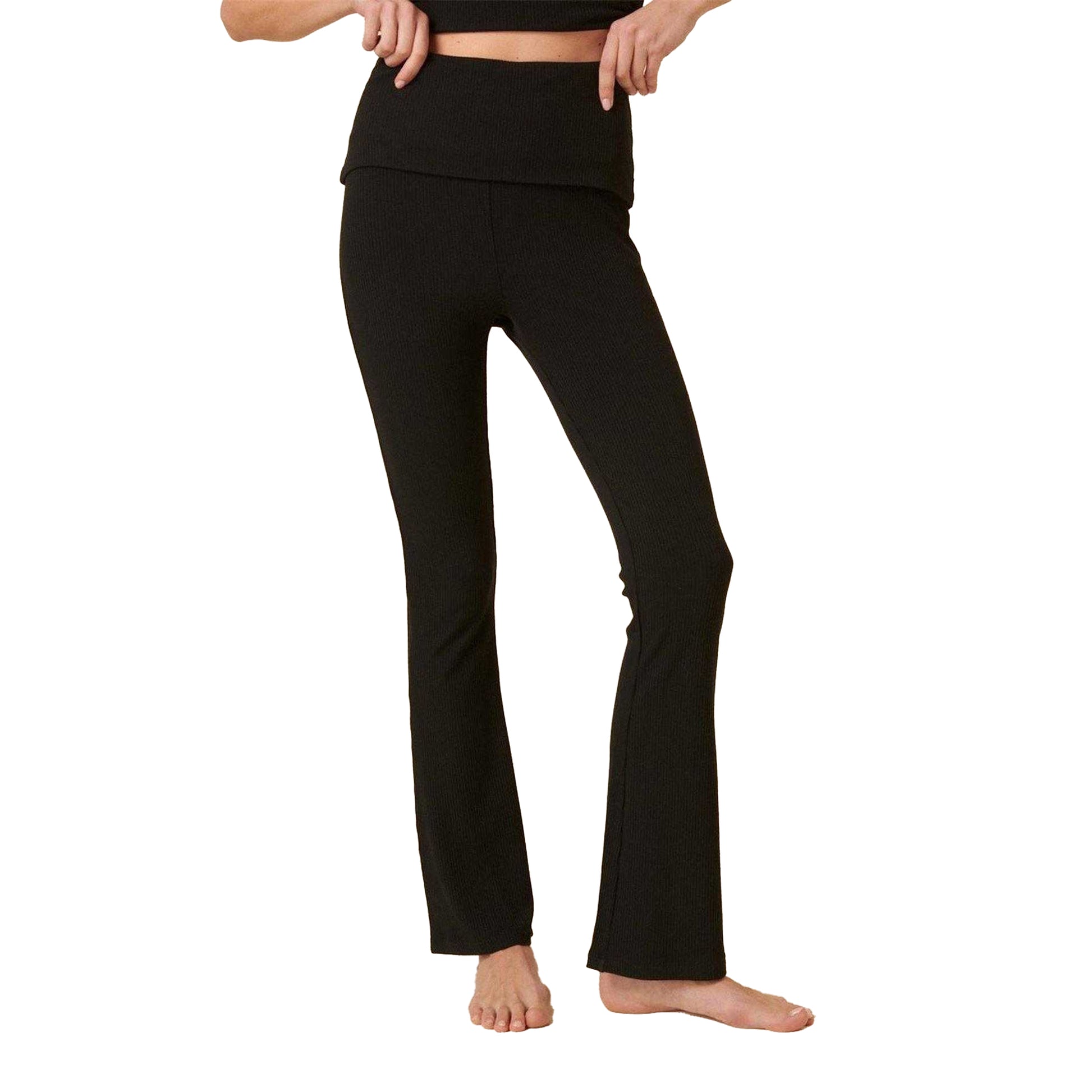 Black - Front - Nobody´s Child Womens-Ladies Ribbed Yoga Pants