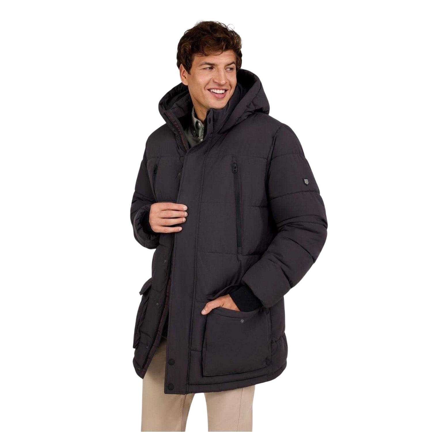 Charcoal - Side - Minoti Mens Waterproof Padded Snug Fit Parka