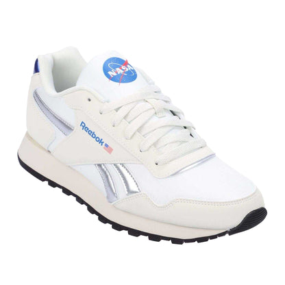 White-Silver - Front - Reebok Mens Glide Suede Trainers