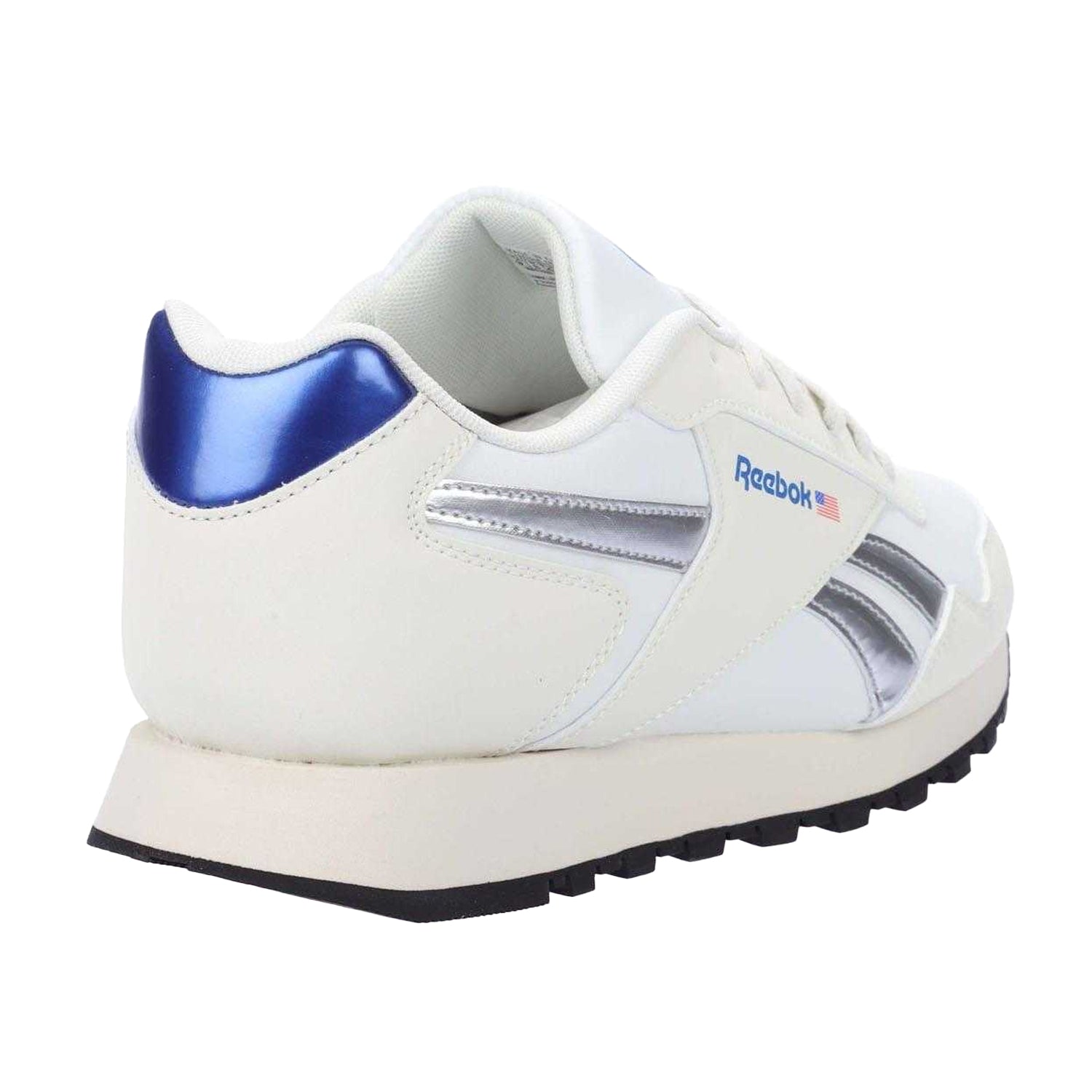 White-Silver - Back - Reebok Mens Glide Suede Trainers