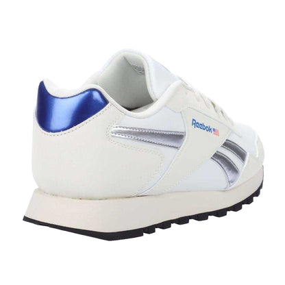 White-Silver - Back - Reebok Mens Glide Suede Trainers