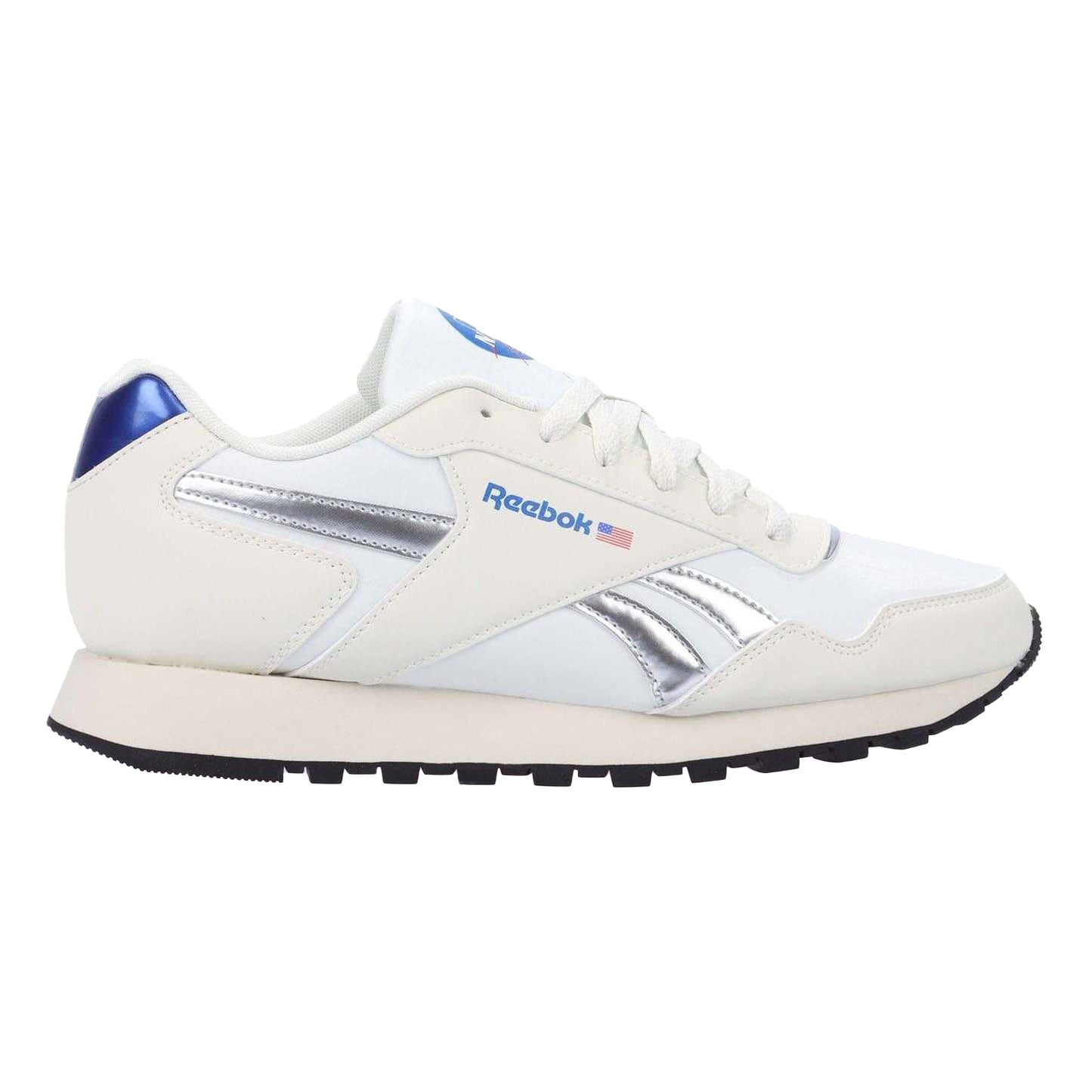 White-Silver - Side - Reebok Mens Glide Suede Trainers