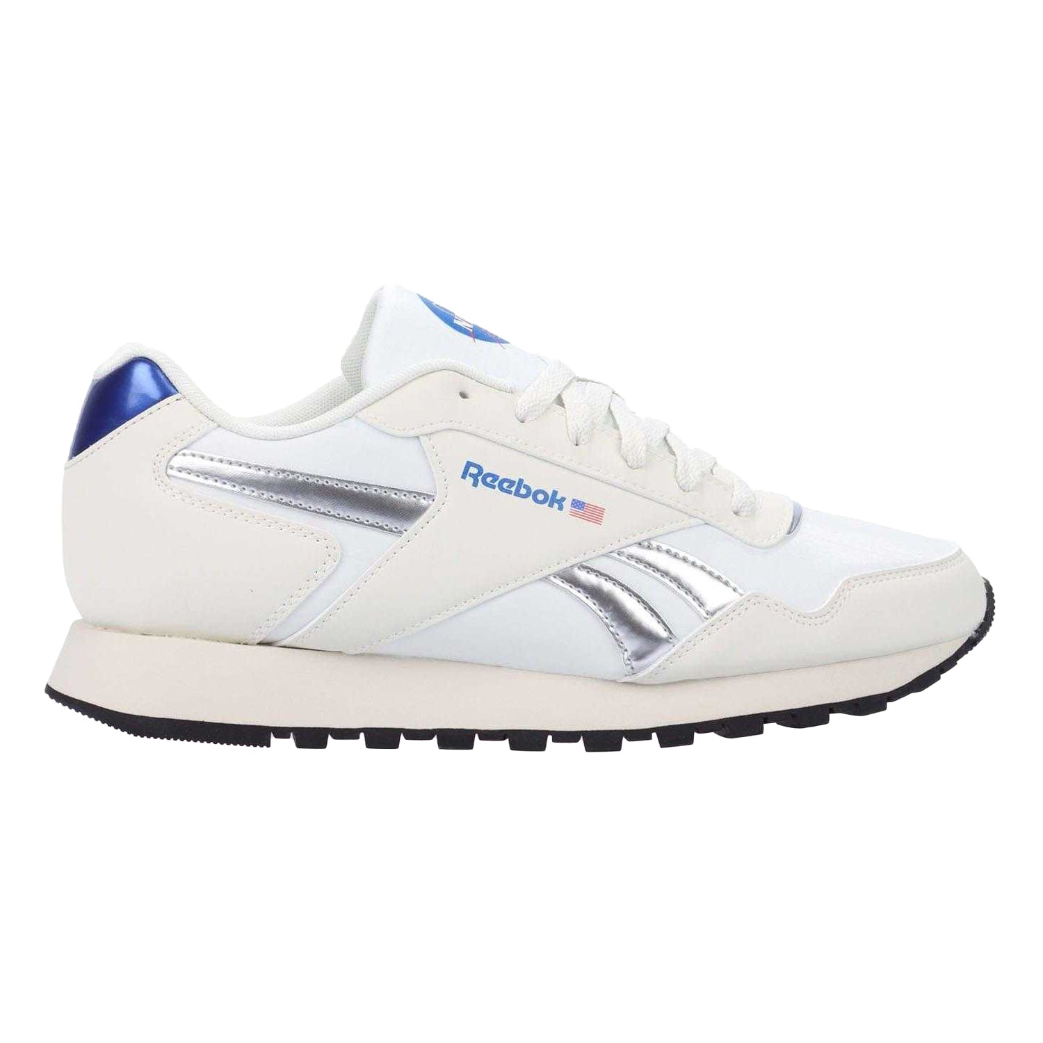 White-Silver - Side - Reebok Mens Glide Suede Trainers