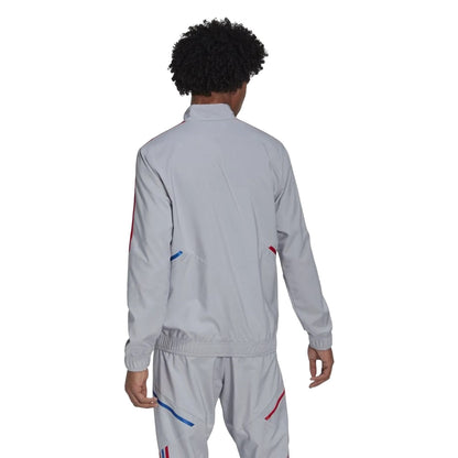 Silver - Back - Adidas Mens Olympique Lyonnais Football Track Jacket