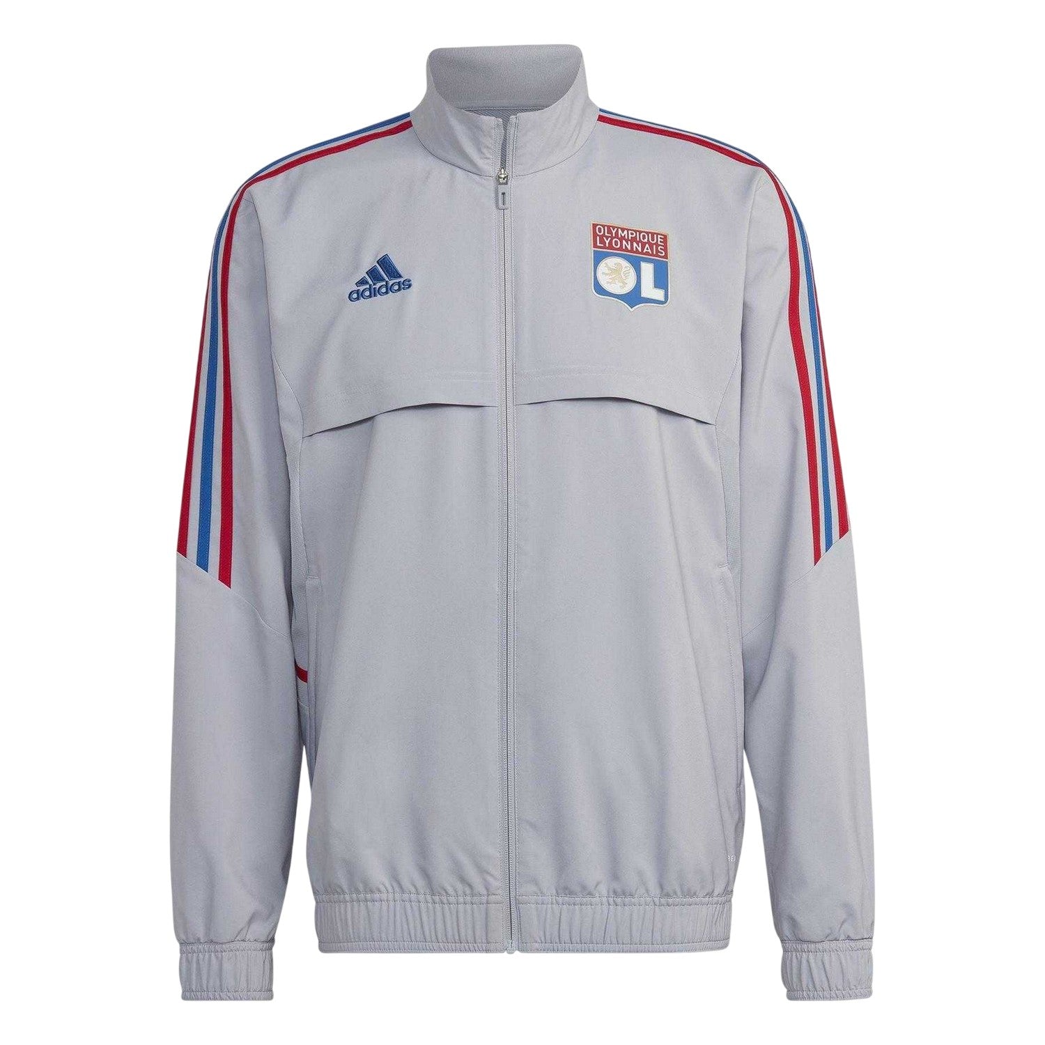 Silver - Front - Adidas Mens Olympique Lyonnais Football Track Jacket