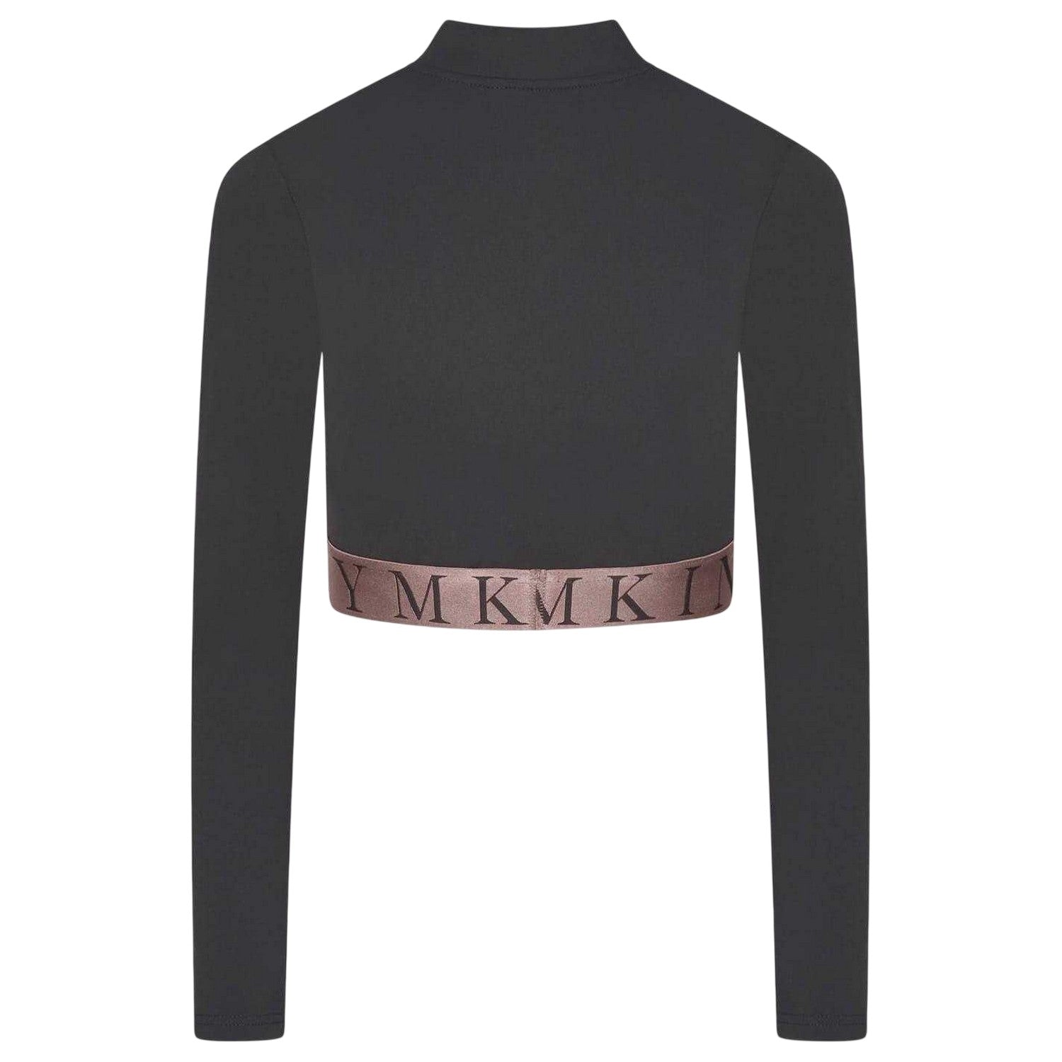 Slate-Peach - Back - Gym King Womens-Ladies Impact Half Zip Crop Top