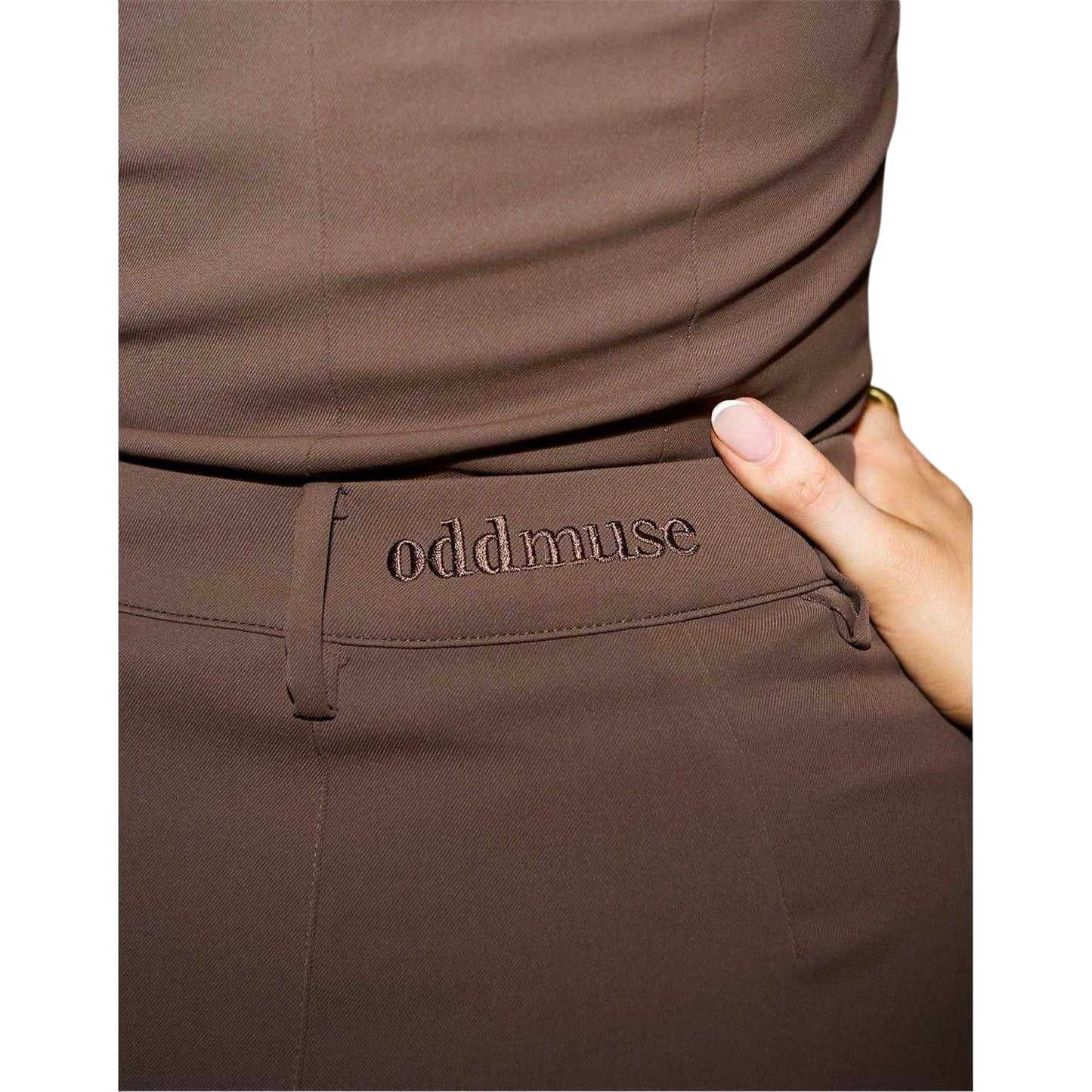 Brown - Back - Odd Muse Womens-Ladies Plain Maxi Skirt