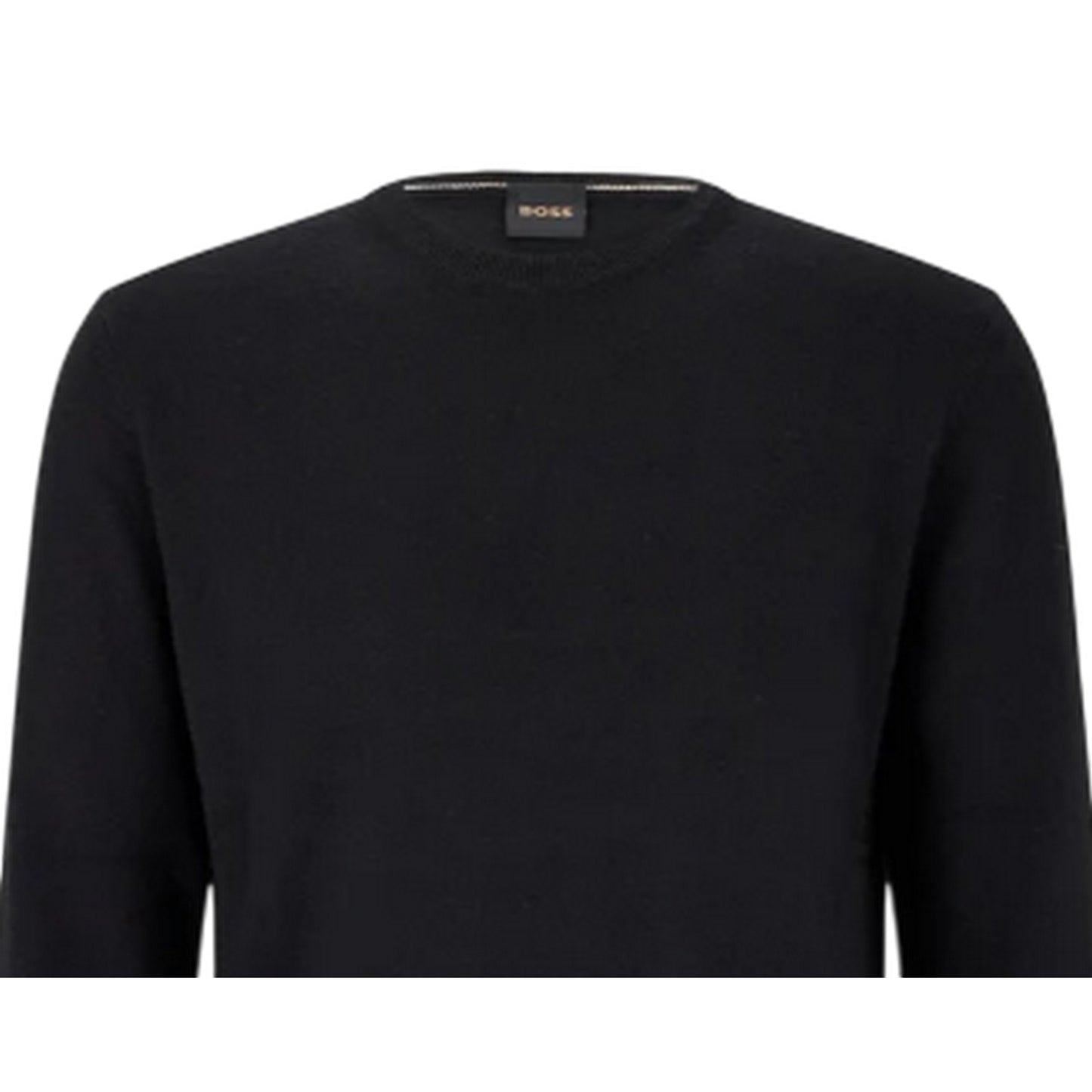 Black - Back - Boss Mens Plain Regular Long-Sleeved Sweater Top
