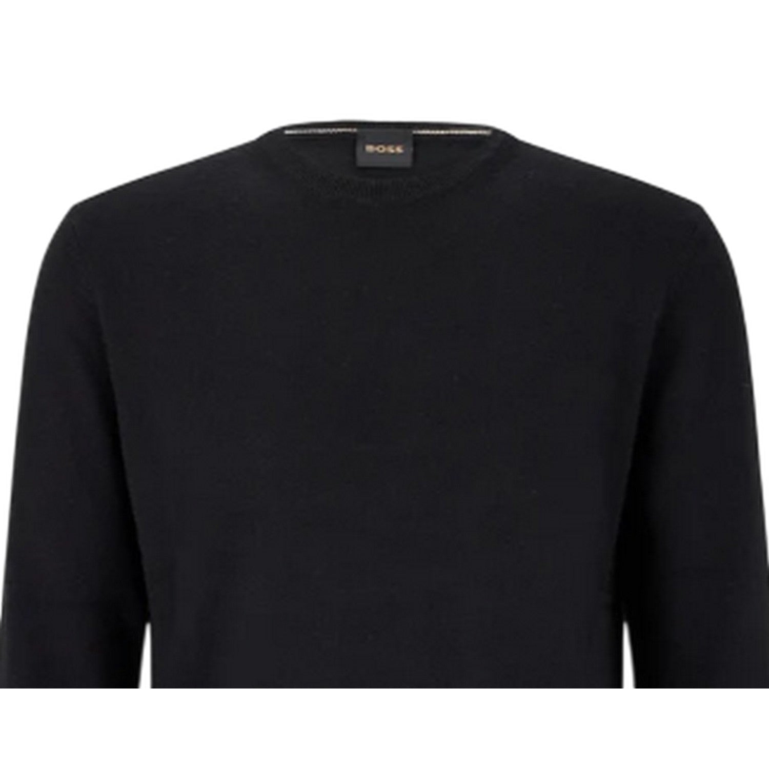 Black - Back - Boss Mens Plain Regular Long-Sleeved Sweater Top