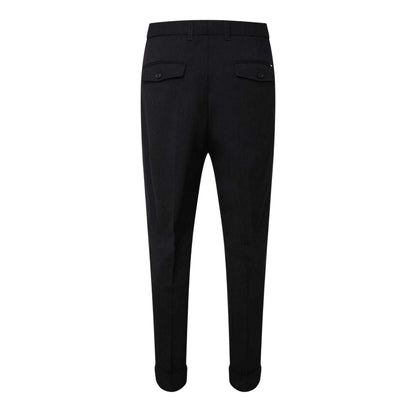 Dark Blue - Back - Boss Mens Perin Virgin Wool Tapered Trousers
