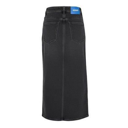Black - Back - Hugo Womens-Ladies Goja Denim Midi Skirt
